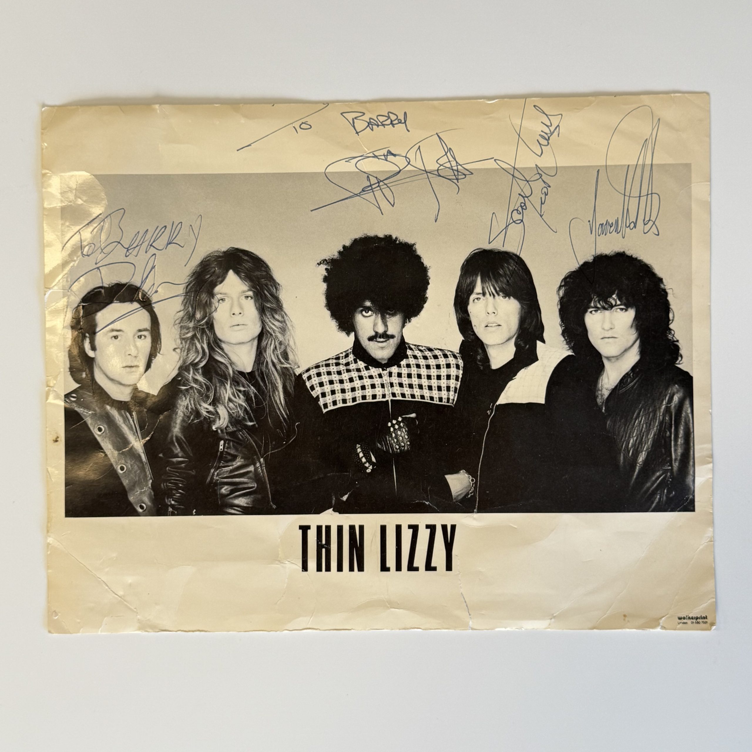 THIN LIZZY, GESIGNEERDE PROMOTIEKAART (TWEEDEHANDS)